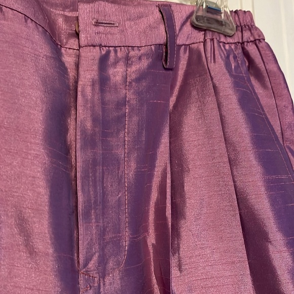 Pink/purple shimmery, pleated,fitted slacks - Picture 3 of 6